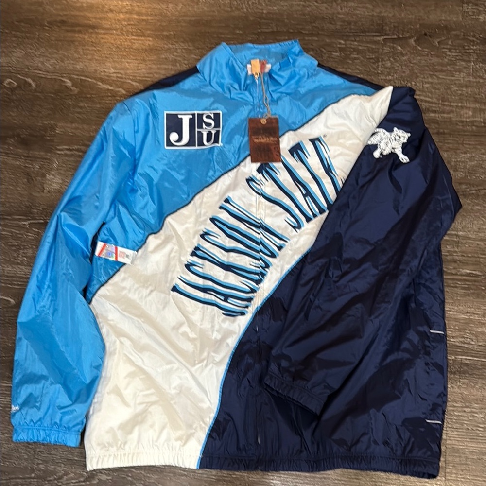 Mitchell & Ness Blue and White JSU Windbreaker